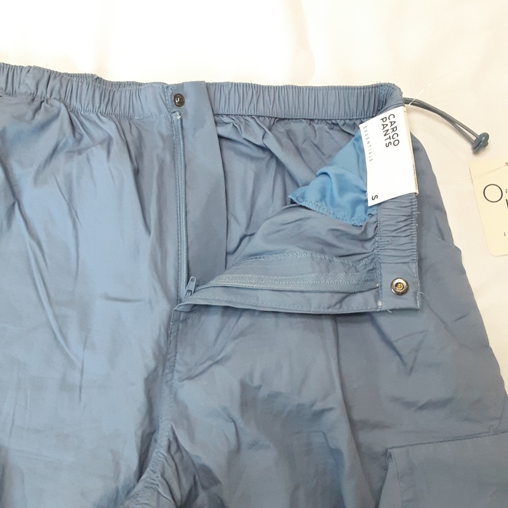 Orange Kiss Essentials Blue Cargo Pants Lightweight Baggy Comfy Women sz Small - Picture 4 of 10